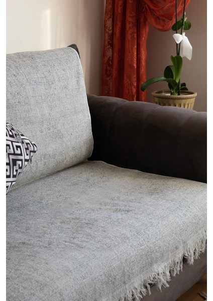 Merlin Pamuklu Saçaklı Koltuk - Çekyat Örtüsü 170X220 - Krem modelleri