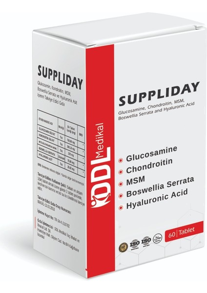 60 Tablet Glukozamin Kondroitin Msm Hyaluronik Asit İçeren Takviye Edici Gıda