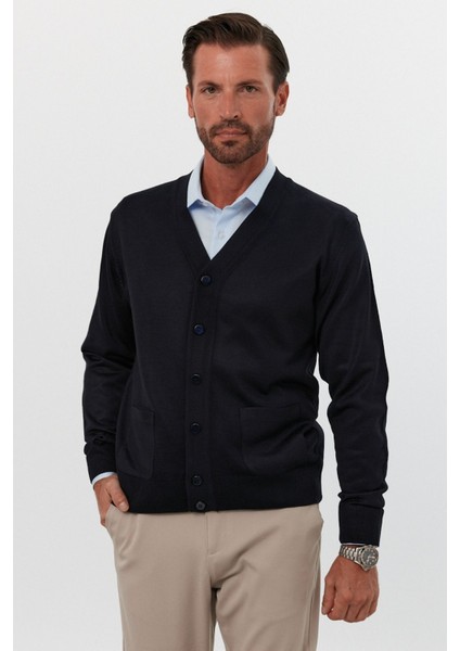 Erkek Büyük Beden Normal Kesim Cepli Hırka Triko