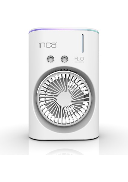 Inca IMF-10B Şarj Edilebilir 2400 Mah Taşınabilir Buzlu Su Hazneli Soğutucu Renkli Işıklı Masa Fanı Masaüstü Fan