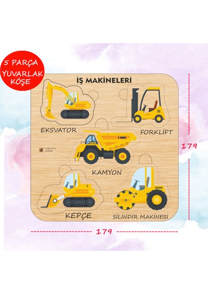 Iş Makinaları Temalı Ahşap Bul Tak Ahşap Puzzle