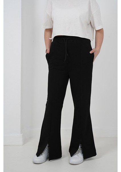 Kız Çocuk Iki Iplik Kumaş Çımalı Yırtmaç Paçalı Jogger Pantolon