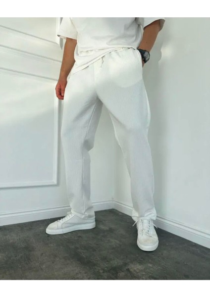 Beyaz Fitilli Jogger Beyaz