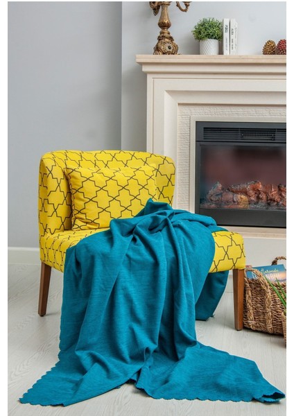 Koltuk Örtüsü | Çekyat Örtüsü | Koltuk Şalı 175X215 Mikrofiber Şönil Çift Taraflı Kaymaz | Turkuaz