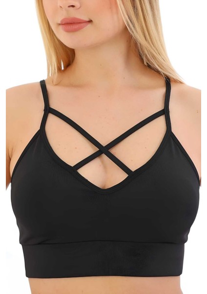 Kadın Büstiyer Kadın Çapraz Detaylı Crop indirimleri