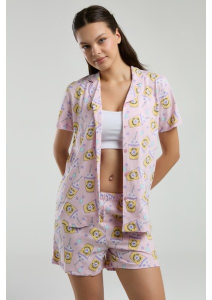 Kadın Pembe Şortlu Pijama Takımı indirimleri