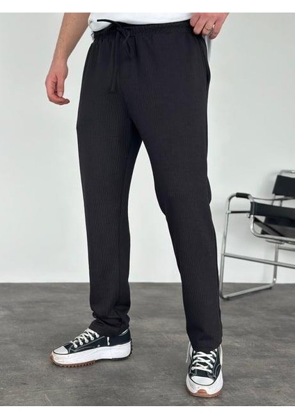 Beyaz Fitilli Jogger Siyah