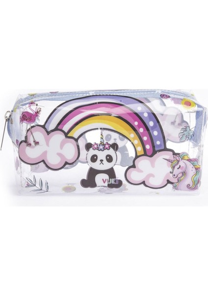 Mix Şeffaf Fermuarlı Desenli Kalem Kutu