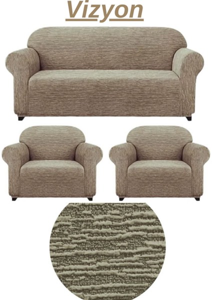 311 Dokuma Jakar Koltuk Örtüsü Lastikli Esnek Yıkanabilir Koltuk, Kanepe, Çekyat Kılıfı Vison