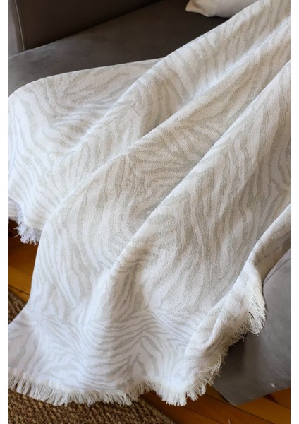 Çekyat Koltuk Örtsü Zebra Gri 160X220CM Pamuklu