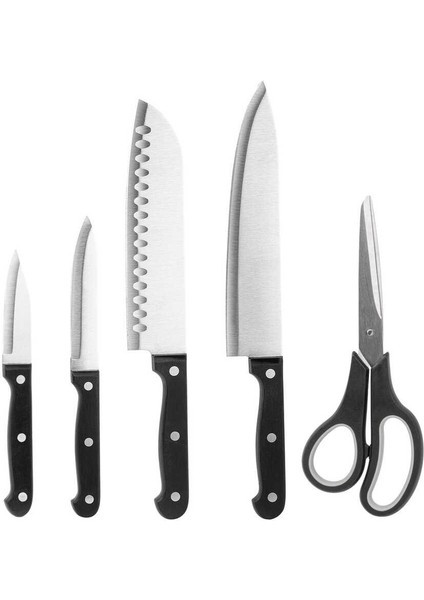 5 Parça Siyah Saplı Bıçak Makas Seti