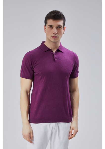 Erkek Mürdüm %100 Pamuk Polo Yaka Kısa Kollu Triko Kazak TRIST-7107 fiyatları