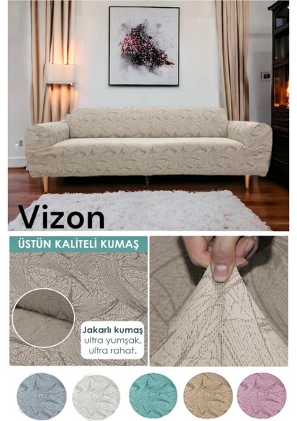 Streç Lastikli Esnek Yıkanabilir Pamuklu Sehra Desen 3 Kişilik Jakarlı Koltuk Örtüsü Koltuk Kılıfı