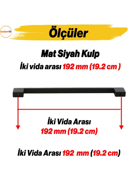 Mobilya Mutfak Çekmece Dolap Dolabı Kulbu (192 mm - 19.2 cm) Siyah Metal fiyatları