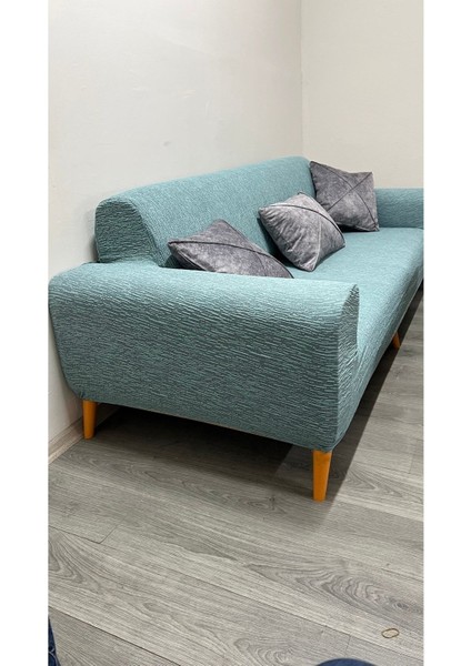 Jakarlı Lüks Koltuk Kılıfı ,koltuk, Çekyat Örtüsü Ağaç Kabuğu Desen, Mint (1ADET)