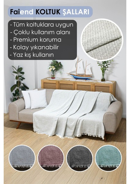 Koltuk Örtüsü 180 x 200 cm Kanepe Çekyat Divan Berjer Örtüsü Pamuklu Yikanabilir Sade Şal