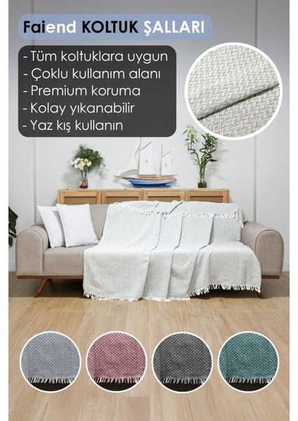Koltuk Örtüsü 180 x 200 cm Kanepe Çekyat Divan Berjer Örtüsü Pamuklu Yikanabilir Sade Şal