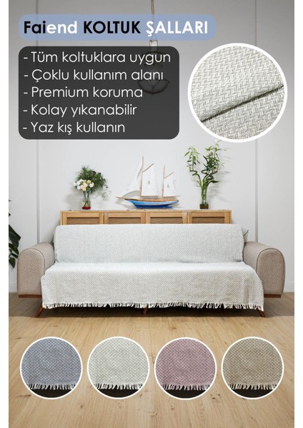 Koltuk Örtüsü 180 x 200 cm Kanepe Çekyat Divan Berjer Örtüsü Pamuklu Yikanabilir Sade Şal
