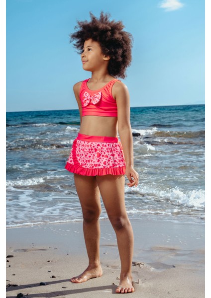 Baskılı Crop Kız Çocuk Mayo Bikini Takım