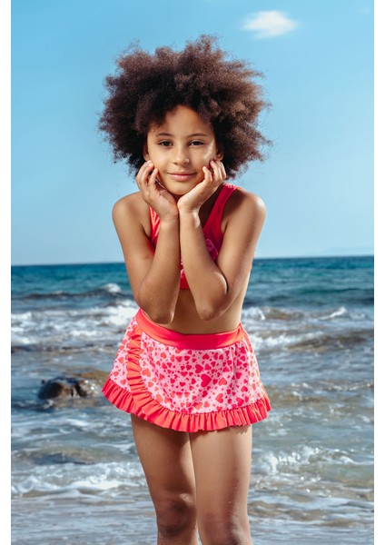 Baskılı Crop Kız Çocuk Mayo Bikini Takım