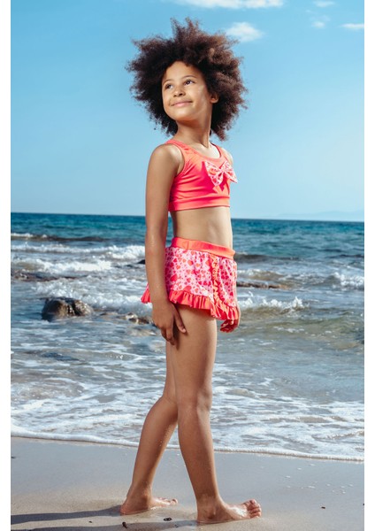 Baskılı Crop Kız Çocuk Mayo Bikini Takım