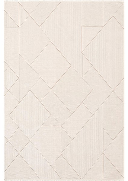 Leon LN002W Beyaz Halı Modern Desen Pamuk Taban Akrilik Tozuaz Salon Yatak Odası Koridor Halısı