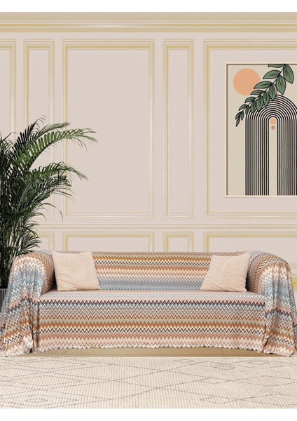 Softmicro Zikzak Desenli 180X220 Koltuk Örtüsü Şalı, Kanepe Örtüsü, Tv Battaniyesi Çokrenkli