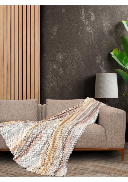 Softmicro Zikzak Desenli 180X220 Koltuk Örtüsü Şalı, Kanepe Örtüsü, Tv Battaniyesi Çokrenkli