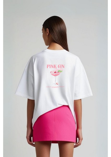 Özel Tasarım Pamuklu Oversize Pink Gin Tshirt fiyatları