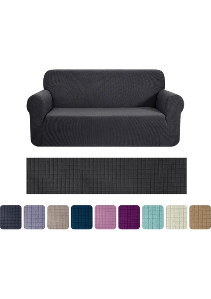 Riseler Streç Lastikli Esnek Yikanabilir Kare Desen 3 Kişilik Koltuk Örtüsü Koltuk Kılıfı