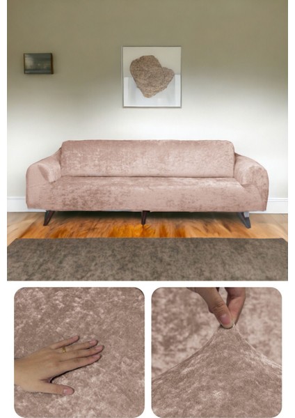 Kadife 3 Kişilik Koltuk Örtüsü Lastikli Kanepe Örtüsü | Lastikli Koltuk Örtüsü | Koltuk Kılıfı