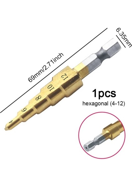 4-12 Adım Matkap Ucu 3-12MM 4-12MM 4-20MM 4-32MM Hss Düz Oluk Titanyum Kaplamalı Ahşap Metal Delik Kesici Sondaj Elektrikli Alet Takımı (Yurt Dışından)
