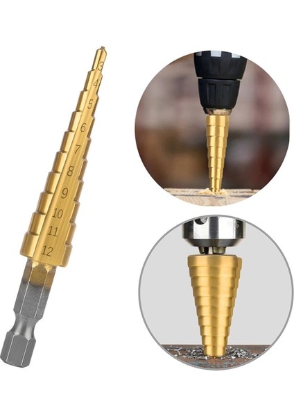 4-12 Adım Matkap Ucu 3-12MM 4-12MM 4-20MM 4-32MM Hss Düz Oluk Titanyum Kaplamalı Ahşap Metal Delik Kesici Sondaj Elektrikli Alet Takımı (Yurt Dışından)