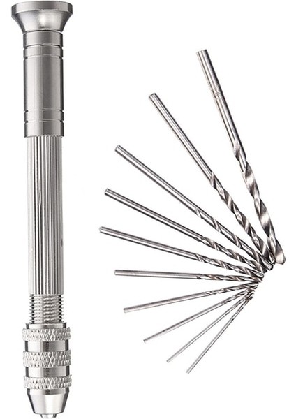 Gümüş Set Mini Mikro Alüminyum El Matkabı Anahtarsız Mandrenli Hss Çelik Büküm Matkap Ucu Ağaç Işleme Sondaj Döner Aletler El Matkabı Manuel (Yurt Dışından)