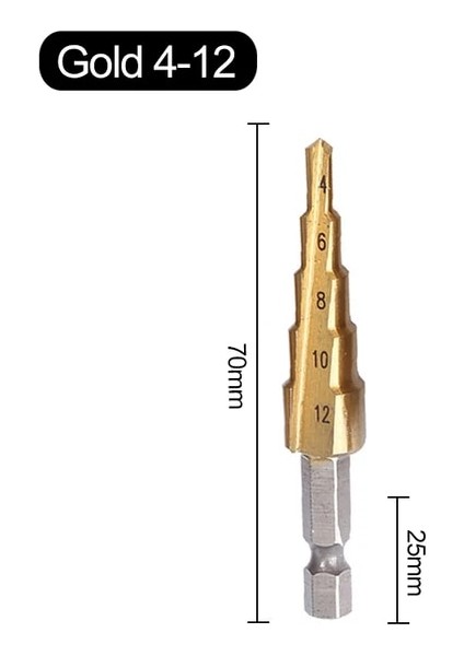 Altın 4-12 Altıgen Saplı Adım Matkap Düz Oluk Titanyum Kaplama Matkap Ucu 3-12 4-12 4-20 Elektrikli Matkap Raybalama Tezgah Matkap Pagoda (Yurt Dışından)