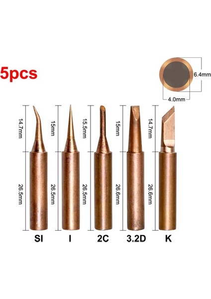 D 1 Adet/5 Adet 900M T Serisi Saf Bakır Havya Ucu Kurşunsuz Kaynak Sting Hakko 936 FX-888D 852D + Havya Istasyonu (Yurt Dışından)