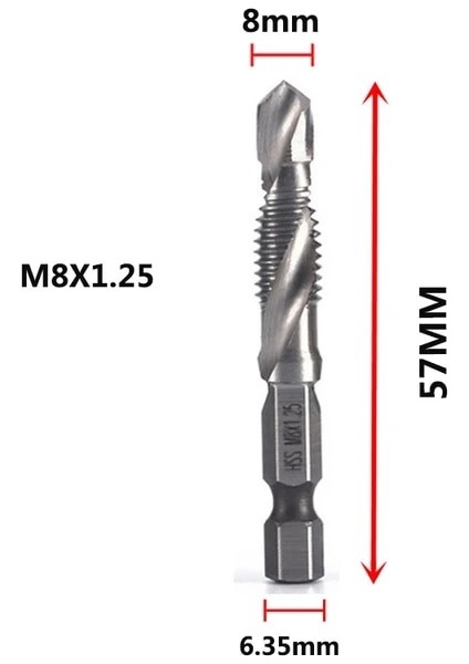M8X1.25 M3-M10 Vida Dokunun Matkap Uçları Hss Musluklar Havşa Çapak Alma Seti Metrik Kombinasyon Bit Yüksek Hız Çeliği 1/4 In Hızlı Değişim Altıgen (Yurt Dışından)