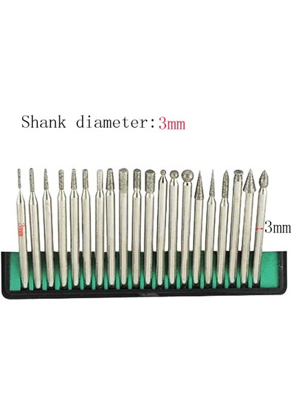 3mm 20 Adet 3mm Elmas Noktası Çapak Uçları Kafa Dremel Aksesuarları Shank Taşlama Iğnesi Oyma Parlatma Seti Monte Mini Matkap Aracı (Yurt Dışından)