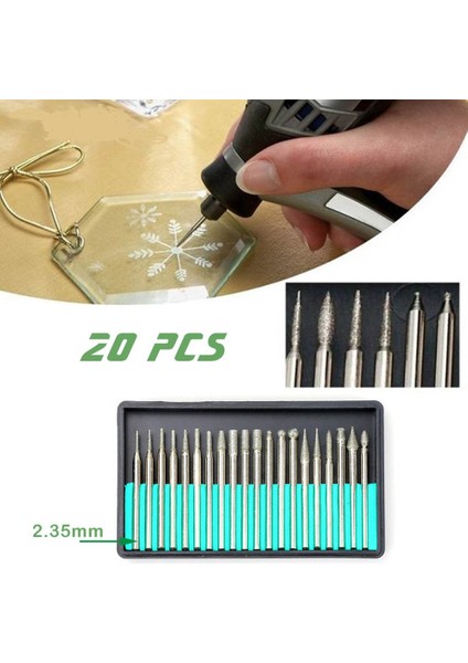 3mm 20 Adet 3mm Elmas Noktası Çapak Uçları Kafa Dremel Aksesuarları Shank Taşlama Iğnesi Oyma Parlatma Seti Monte Mini Matkap Aracı (Yurt Dışından)