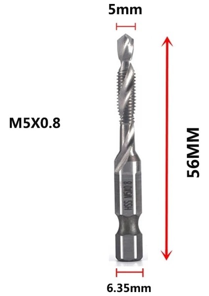 M5X0.8 M3-M10 Vida Dokunun Matkap Uçları Hss Musluklar Havşa Çapak Alma Seti Metrik Kombinasyon Bit Yüksek Hız Çeliği 1/4 In Hızlı Değişim Hex (Yurt Dışından)