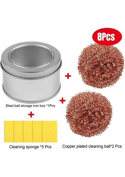 8 Adet Geeloane Havya Ucu Temizleme Kiti Bakır Temizleme Topu Havya Örgü Filtre Temizleme Kaynak Temizleme Süngeri (Yurt Dışından)