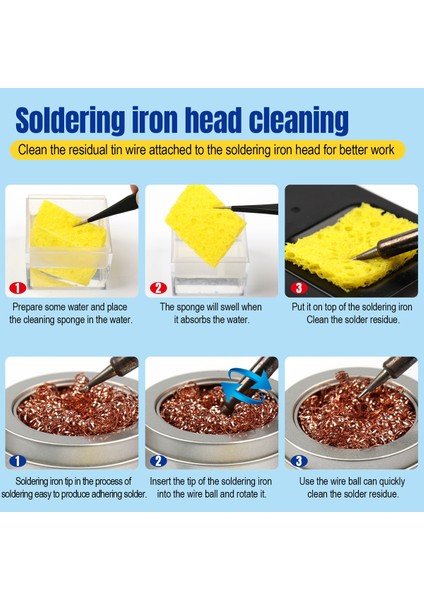 8 Adet Geeloane Havya Ucu Temizleme Kiti Bakır Temizleme Topu Havya Örgü Filtre Temizleme Kaynak Temizleme Süngeri (Yurt Dışından) indirimleri