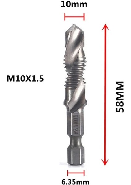 M10X1.5 M3-M10 Vida Dokunun Matkap Uçları Hss Musluklar Havşa Çapak Alma Seti Metrik Kombinasyon Bit Yüksek Hız Çeliği 1/4 In Hızlı Değişim Altıgen (Yurt Dışından)