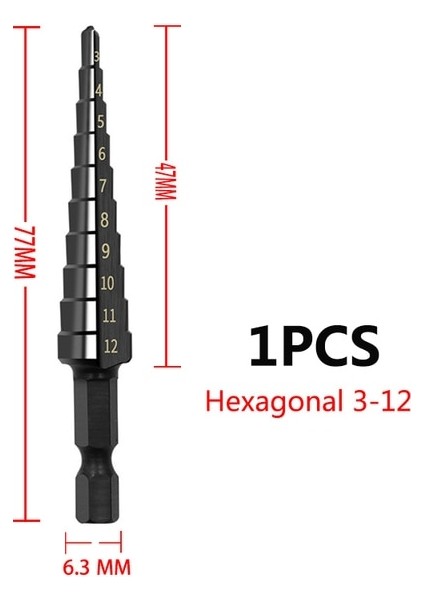 Siyah 3-12 3-12MM 4-12MM 4-20MM Hss Düz Oluk Adım Matkap Ucu Seti Titanyum Kaplamalı Ahşap Metal Delik Kesici Çekirdek Matkap Ucu Seti (Yurt Dışından)