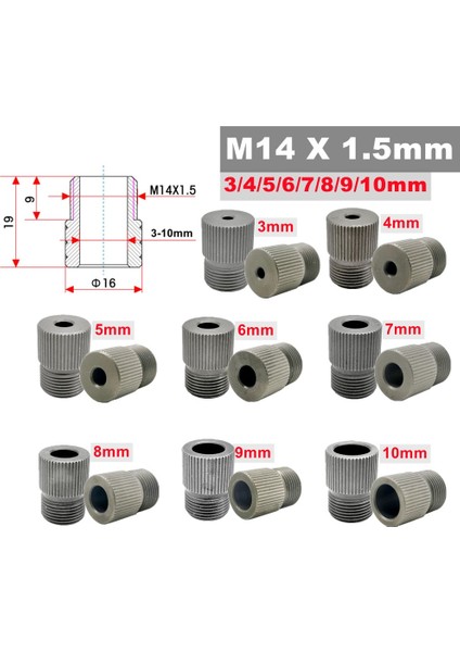 M14X1.5 9mm 1 Adet 3MM-10MM Cep Delik Jig Matkap Kol Ağaç Işleme Matkap Kılavuz Burç Dübelleme Jig Delik Delme Bulucu Marangoz Aracı (Yurt Dışından)