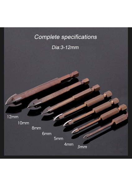 12MM Altıgen Justınlau Tungsten Karbür Cam Matkap Ucu Alaşım Karbür Noktası 4 Kesme Kenarları ile Kiremit Cam Çapraz Mızrak Kafa Matkap Uçları (Yurt Dışından)