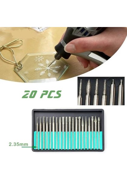 2.35MM 20 Adet 3mm Elmas Noktası Çapak Uçları Kafa Dremel Aksesuarları Shank Taşlama Iğnesi Oyma Parlatma Seti Monte Mini Matkap Aracı (Yurt Dışından)