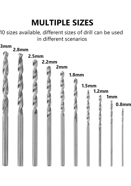 Sadece 10XDRILL Uçları Profesyonel Mini El Matkap Seti, 10 Adet Yüksek Hızlı Çelik Büküm Matkap Ucu Seti Tutucu Çift Chuck El Matkabı Küçük Pim Mengene (Yurt Dışından)