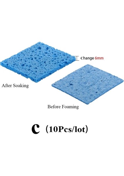 C 10 Adet/grup Sarı/mavi Lehimleme Temizleme Süngeri Bga Lehimleme Istasyonu Demir Ucu Kaynak Kafası Temizleyici (Yurt Dışından)