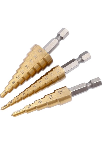 3-12 Altıgen Şaft 3-12MM 4-12MM 4-20MM Hss Düz Oluk Adım Matkap Ucu Seti Titanyum Kaplamalı Ahşap Metal Delik Kesici Çekirdek Matkap Ucu Seti (Yurt Dışından) fırsatları